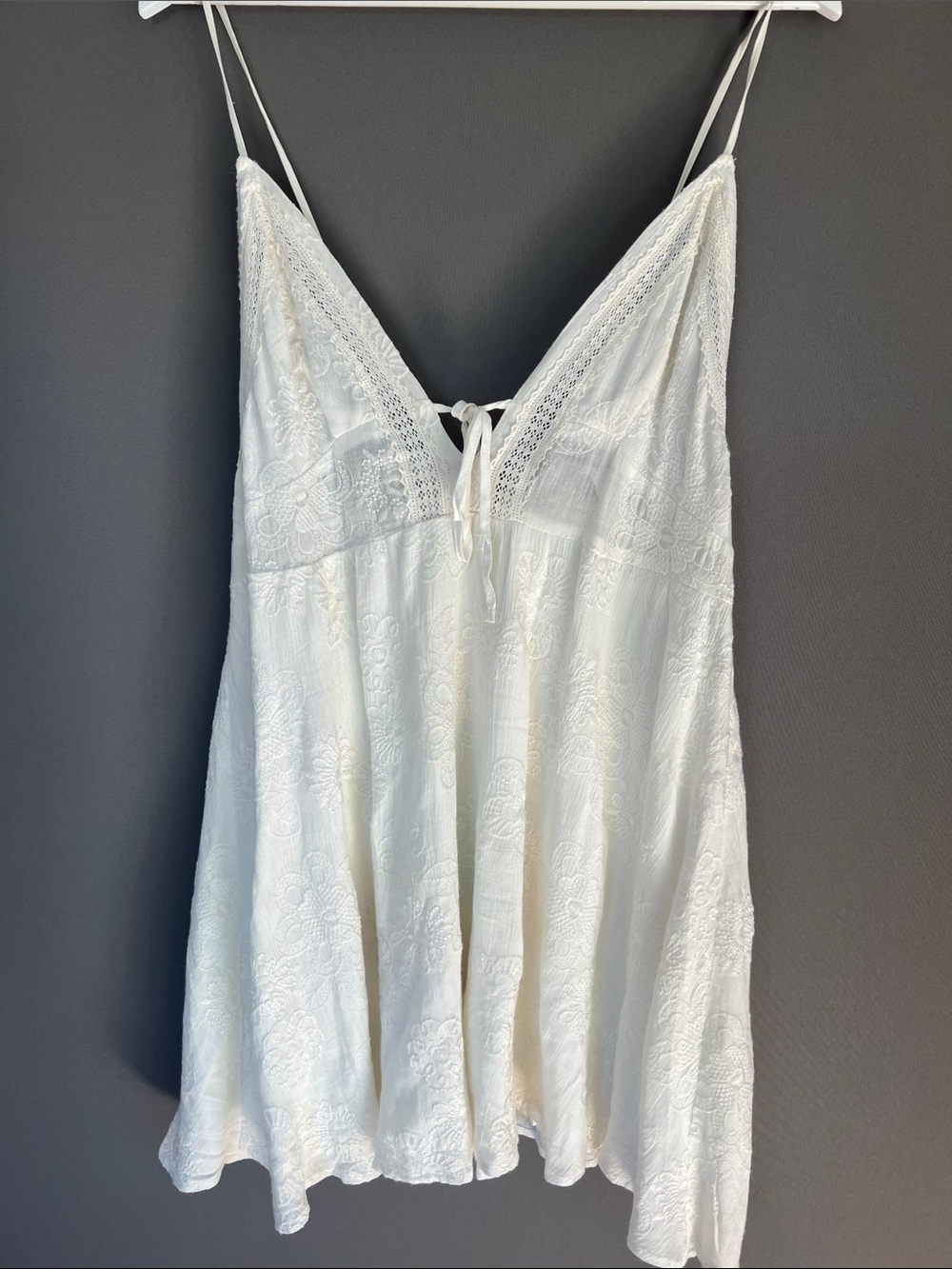Dress Forum White Lace Trim Chemise Slip Dress Size S Cottagecore